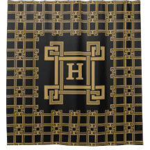 Luxe zwarte gouden Griekse sleutelmonogram