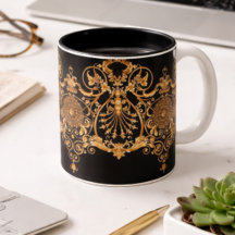 Luxe zwarte & gouden marmeren koffiemok | Elegante