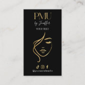Luxe zwarte & gouden PMU-afspraakkaart Afsprakenkaartje (Voorkant)