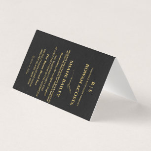 Luxe zwarte & gouden trouwuitnodiging RSVP kaart
