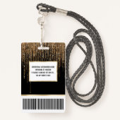 Luxe zwarte goudglitterrand badge (Achterkant met draagriem)