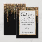 Luxe zwarte goudglitterrand bedankkaart (Voorkant / Achterkant)