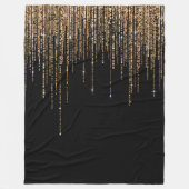 Luxe zwarte goudglitterrand fleece deken (Voorkant)