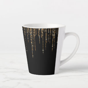 Luxe zwarte goudglitterrand latte mok