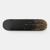 Luxe zwarte goudglitterrand skateboard (Horizontaal)