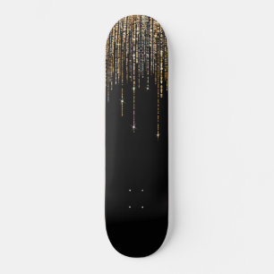 Luxe zwarte goudglitterrand skateboard