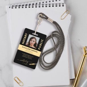 Luxe zwarte goudprofessionele notaris-ID Badge