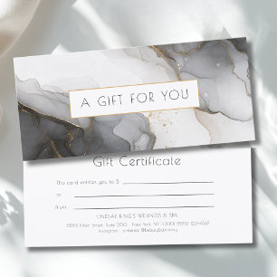 Luxe zwarte grijze gouden marmeren cadeaubon