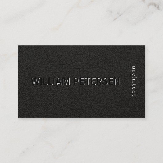 Luxe zwarte lederen professional visitekaartje (Voorkant)