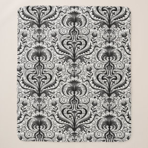 Luxe zwarte naadloze Damask Floral Patt Sherpa Deken