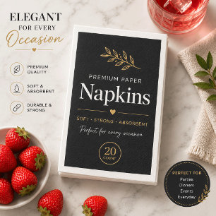 Luxe zwarte papieren servetten voor de bruiloft