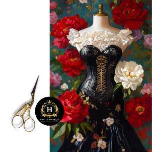 Luxe Zwarte Paspop Rode Bloemendecoupage Tissuepapier