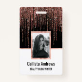 Luxe zwarte Roos Gold Sparkly Glitter Fringe Badge (Voorkant)