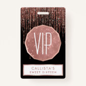 Luxe zwarte Roos Gold Sparkly Glitter Fringe Badge (Voorkant)