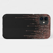 Luxe zwarte Roos Gold Sparkly Glitter Fringe Case-Mate iPhone Case (Achterkant (horizontaal))
