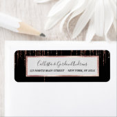 Luxe zwarte Roos Gold Sparkly Glitter Fringe Etiket (Insitu)