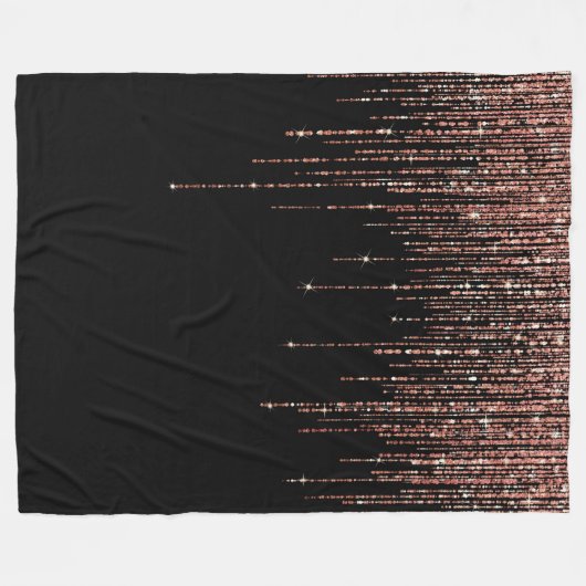 Luxe zwarte Roos Gold Sparkly Glitter Fringe Fleece Deken (Voorkant (Horizontaal))