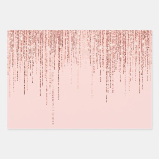 Luxe zwarte Roos Gold Sparkly Glitter Fringe Inpakpapier Vel (Voorkant 2)