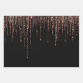 Luxe zwarte Roos Gold Sparkly Glitter Fringe Inpakpapier Vel (Voorkant)