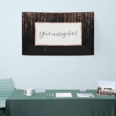 Luxe zwarte Roos Gold Sparkly Glitter Fringe Spandoek (Beurs)