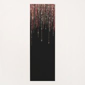 Luxe zwarte Roos Gold Sparkly Glitter Fringe Yogamat (Voorkant)