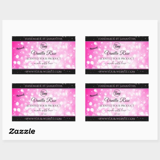 Luxe zwarte roze gelitter-productetiketten toevoeg rechthoekige sticker (Vel)