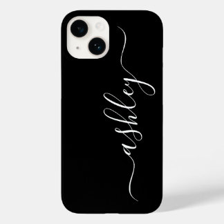 Luxe zwarte telefoonhoes met eigen naam. Case-Mate iPhone 14 hoesje