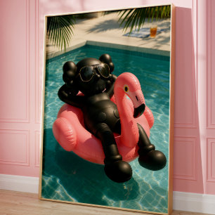 Luxe Zwembad Vibes Poster Zomer Flamingo