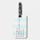 Luxeblauwe strepen en goudbagagelabel bagagelabel (Achterkant verticaal)