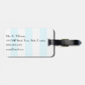 Luxeblauwe strepen en goudbagagelabel bagagelabel (Achterkant horizontaal)