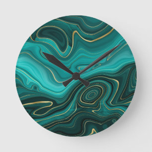 Luxeklam Turquoise Abstracte patroon Ronde Klok