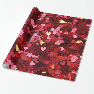Luxekool Rood en goudglitter harten Cadeaupapier
