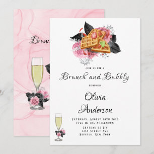 Luxekroze zwarte flora inktBrunch en breekbaar Kaart