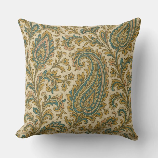 LuxeLayers Paisley Elegance Sierkussen Blauwgroen (Voorkant)