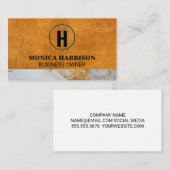 luxeleer | marmeren versiering | Monogram Visitekaartje (Voorkant / Achterkant)