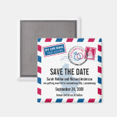Luxembourg Air Mail Bruiloft Save the Date Magneet (Voorkant / Achterkant)