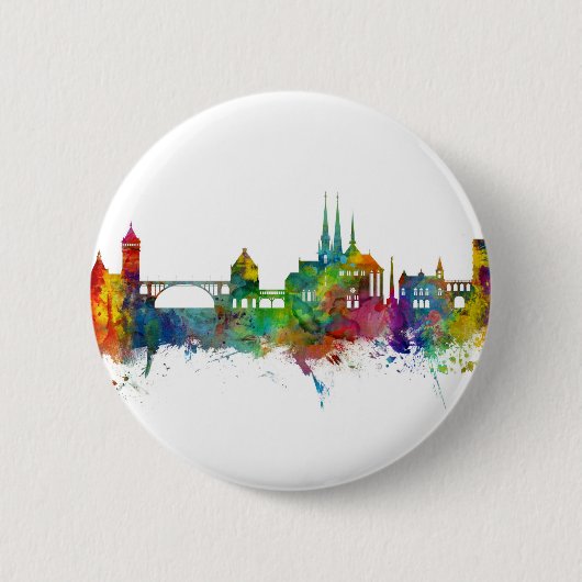 Luxembourg City Skyline Ronde Button 5,7 Cm (Voorkant)