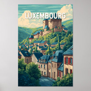 Luxemburg Illustratie Reis Kunst Vintage Poster