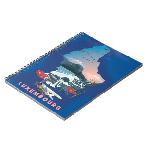 Luxemburg Kaart geïllustreerde reisposter. Notitieboek