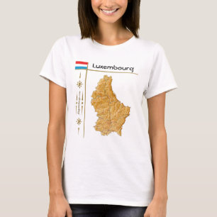Luxemburg Kaart + Vlag + Titel T-Shirt