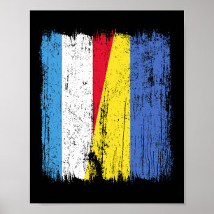 Luxemburg Oekraine Halfvlag Luxemburgs Oekraïens Poster