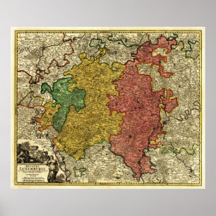 Luxemburg - Panoramische KaartLuxemburg Poster