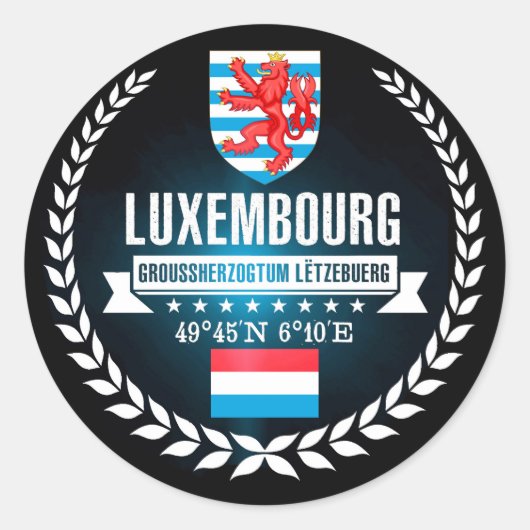 Luxemburg Ronde Sticker (Voorkant)