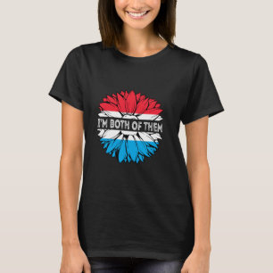 Luxemburg Vlag Ik Ben Beide USA Zonnebloem Laat T-shirt