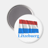 Luxemburg Zwaaiende Vlag met Naam in het Luxemburg Magneet (Voorkant / Achterkant)