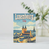 Luxemburgse Vintage Retro Travel Illustration Briefkaart (Staand voorkant)