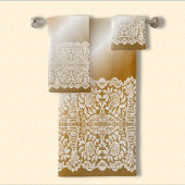 LUXEREUS WIT-Lace op GOLD GRADIENT Bad Handdoek