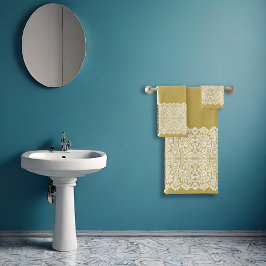 LUXEREUS WIT-Lace op GOLD GRADIENT Bad Handdoek