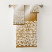 LUXEREUS WIT-Lace op GOLD GRADIENT Bad Handdoek (Insitu)