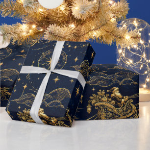 LUXEUS Hemelse Kerstman Behangontwerp Cadeaupapier